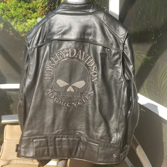 🏍Harley-Davidson Black Leather Motorcycle Willie G Reflective Jacket MINT (4XL) - Picture 6 of 13